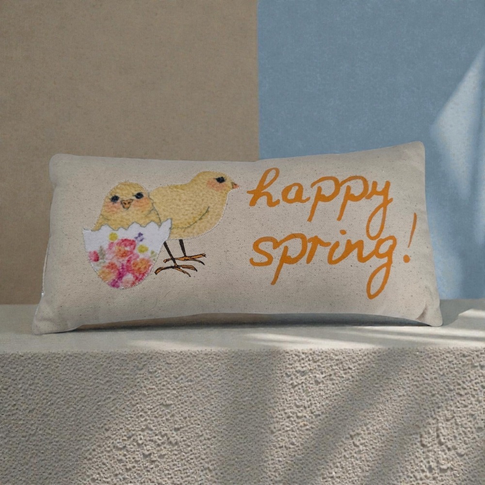 Spring PILLOW 14"x7" Spring Summer Decor Cottage Porch Easter‎ Pillow Chicks